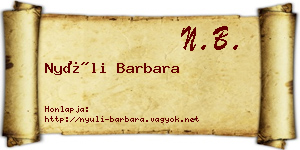 Nyúli Barbara névjegykártya
